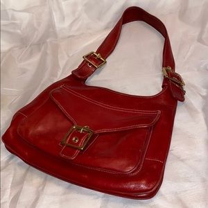 COACH Vintage Red Leather Boho Shoulder Bag